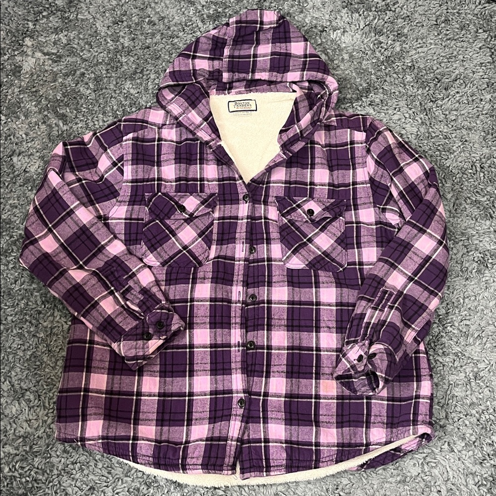 Boston Traders Purple Plaid Fleece-Lined Jacket XXL